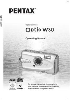 Pentax Optio W30 manual. Camera Instructions.